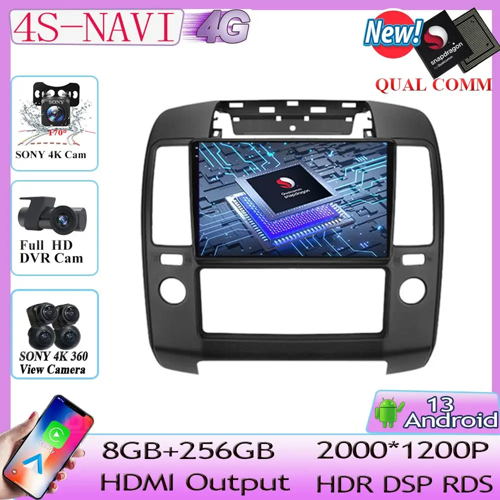 

360 Camera Android 12 For Nissan Navara 3 D40 2004 - 2010 Car Radio Player Navigation GPS Video Autoradio Carplay Qualcomm 2din