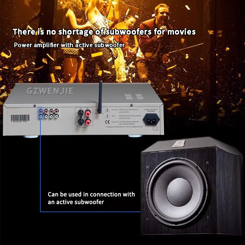 Фото AV2080 Усилитель мощности Bluetooth 5,0 Аудиоусилитель Hi-Fi Стерео Усилители динамиков Hi-Fi Amplificador Amp 250Wx2 №3