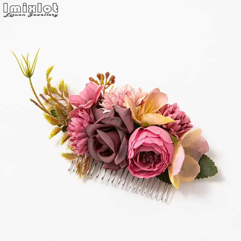 

Гребень для волос с искусственными цветами Женский, элегантный аксессуар на голову, свадебвечерние