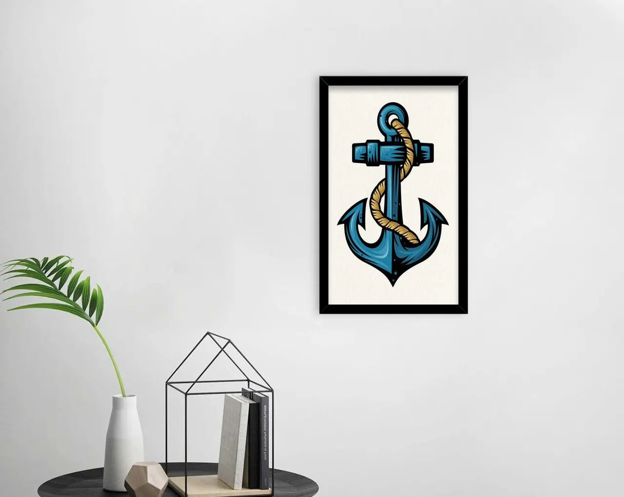 

BK дома с принтом в виде якоря из декоративного дерева в черной оправе Tablo-1