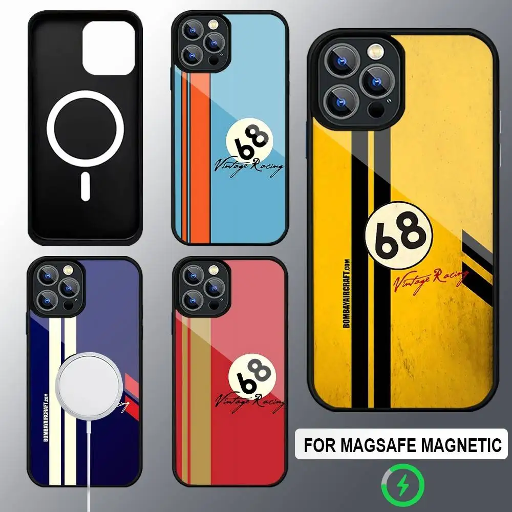 Фото Cool-68-V-vintage-R-racingS Armadura De For Magsafe Funda De Carga Inalámbrica Magnética Para For IPhone 11 12 13 14 15 16 17 P №1