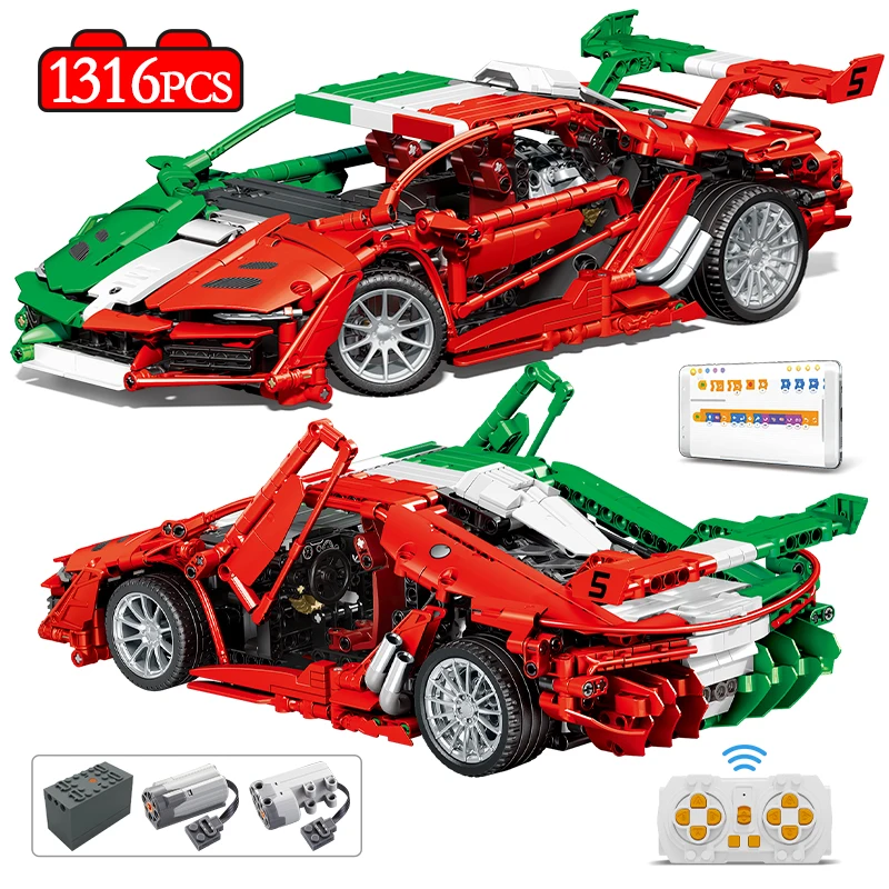 

1316 шт., Детский конструктор гоночный автомобиль с дистанционным управлением