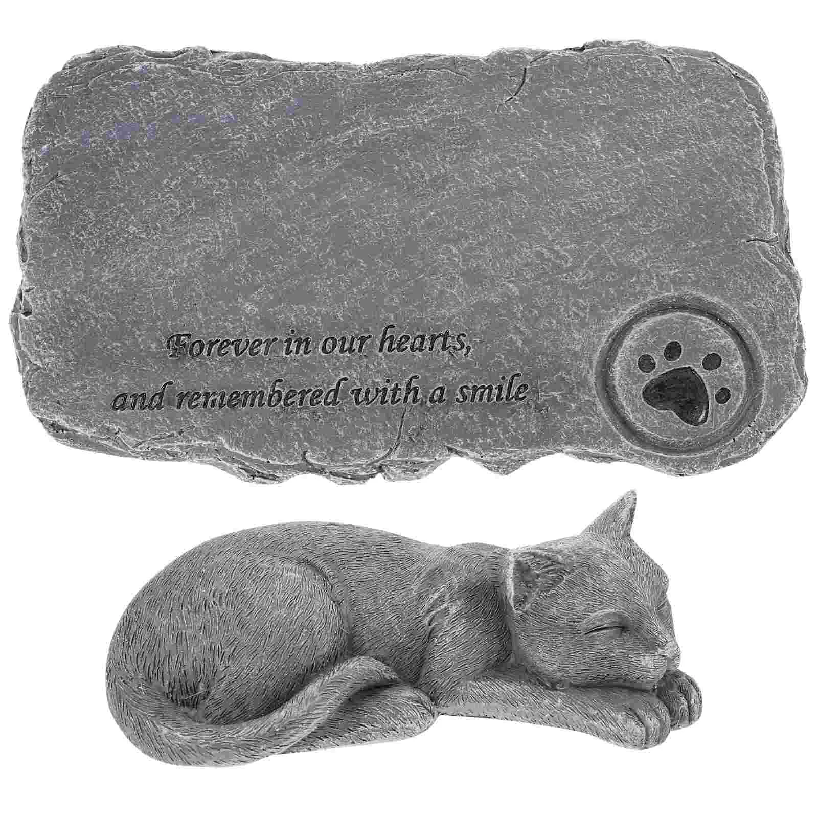 

Memorial Decorations Kitten Dog Ornament Cat Tombstone Statue Pet Cartoon Resin Gravestone Markers Garden Stones