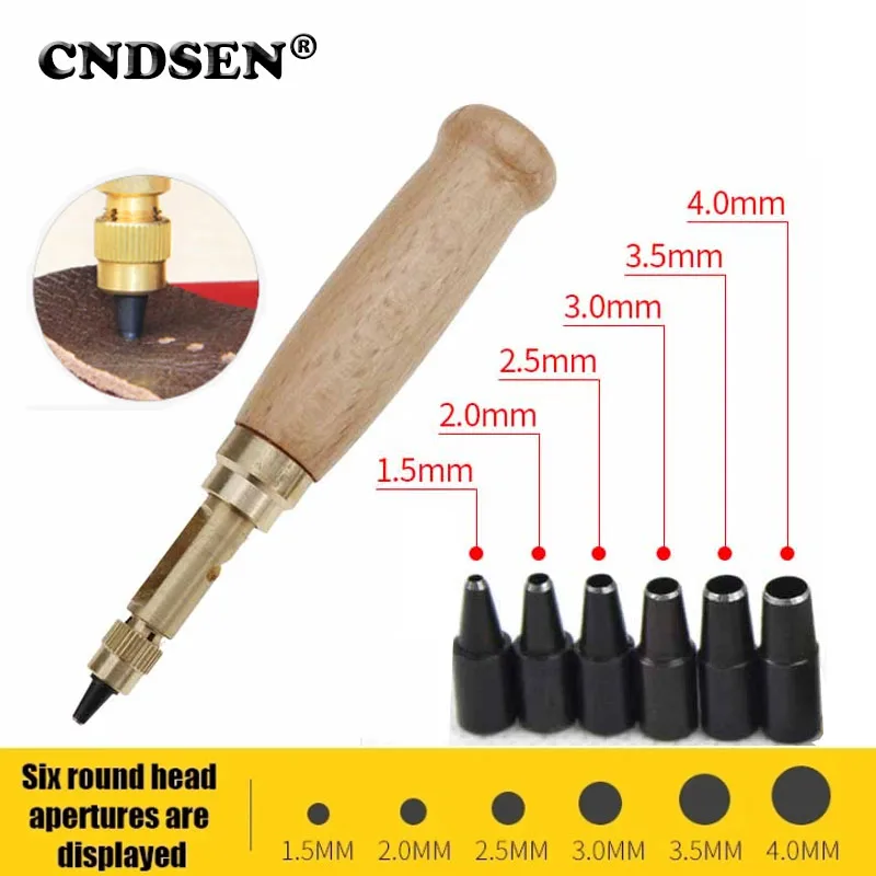 

Automatic Belts Hole Punch Screw Removable Book Drill Replaceable Mute Rotary Punchers With 6 Size Tip 1.5-4mm Leather Punching