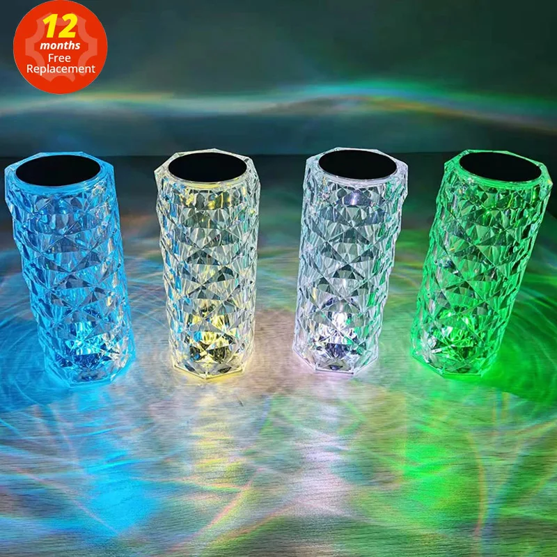

Хрустальная лампа 16 цветов, сенсорный Настольный прикроватный светильник, светодиодное освещение, декор для комнаты, Рождественское украш...