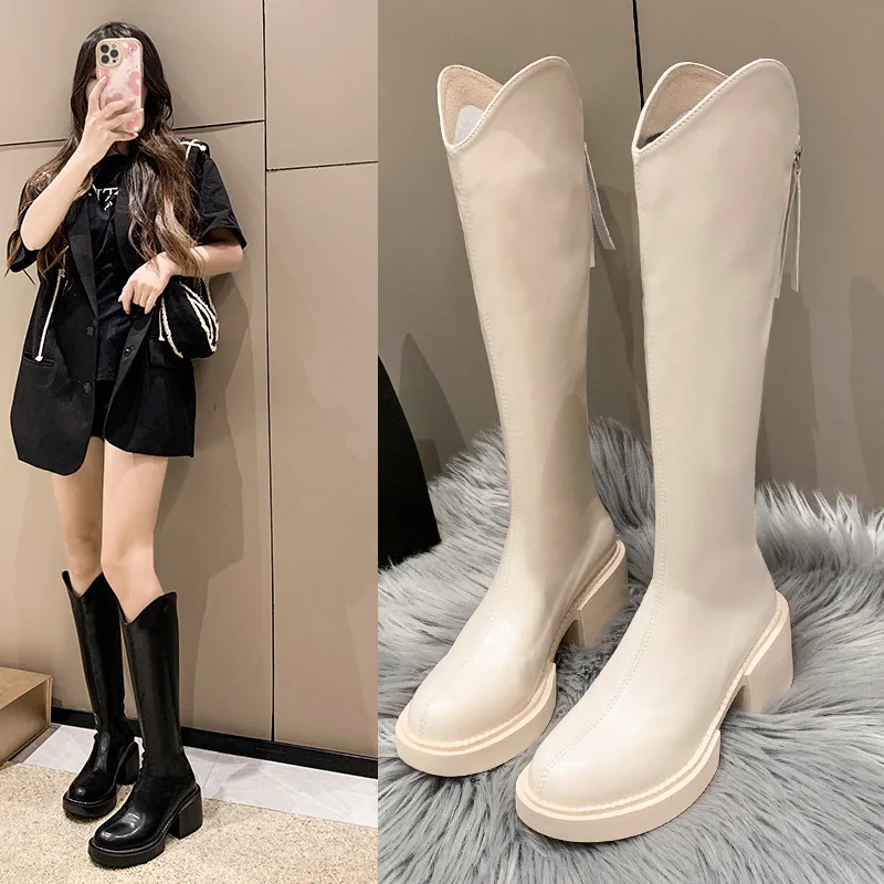 

Женские ботинки на высоком каблуке-Женская обувь с круглым носком зимняя обувь на молнии сзади роскошная дизайнерская обувь на шпильке 2022 ж...