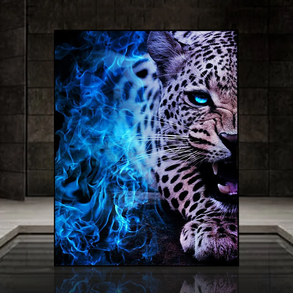 

Животные 5D алмазная живопись синий дымчатый Леопард полная Алмазная мозаика Сделай Сам инкрустированная вручную искусственная вышивка домашний Декор подарок