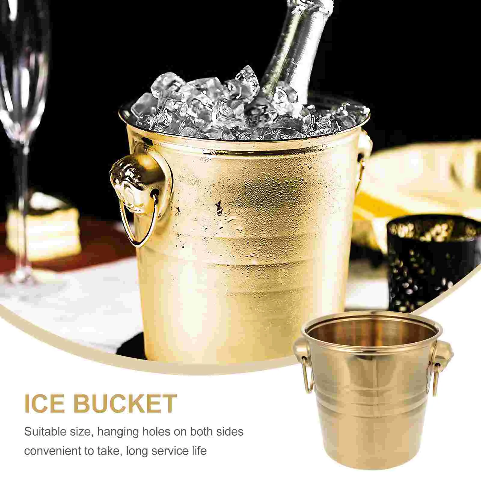 

Ice Bucket Food Containers Lids Kitchen Iced Anti-rust Cubes Gathering Stainless Steel Beverage Bottle Table