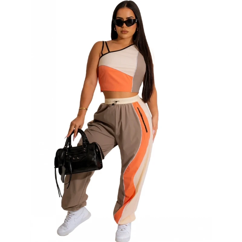 

Женские комплекты из 2 предметов, летний и осенний пуловер с соединением внакрой и принтом, топы и брюки, костюм из двух предметов, спортивны...