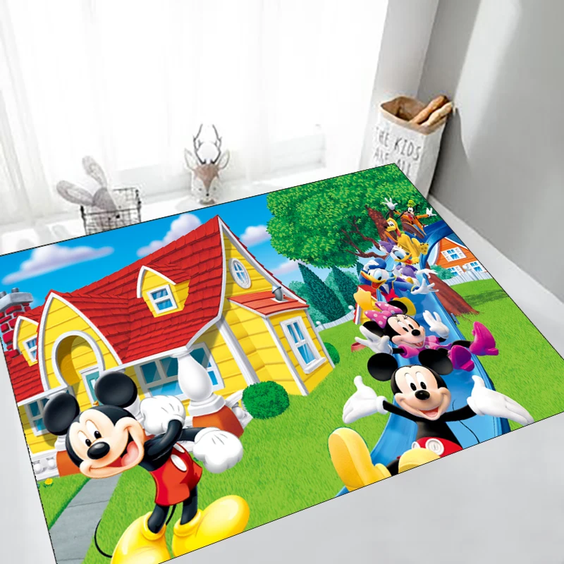 

Детский игровой коврик Disney с Микки и Минни Маус, моющийся коврик для мальчиков и девочек, современный напольный ковер с геометрическим прин...