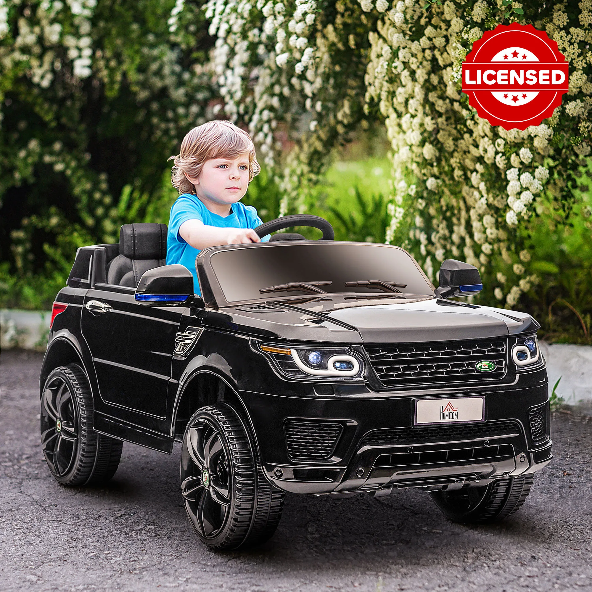 Coche Homcom para niños 3-6 años, 2 motores, control remoto 12V negro