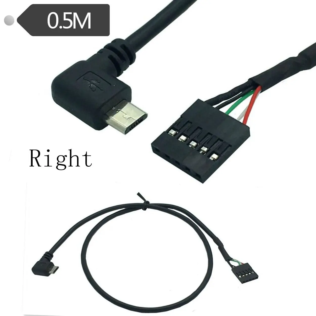 

50 см usb micro 5P Male 90 под прямым углом до 1x 5Pin Female 2,54 USB header PCB материнский кабель;
