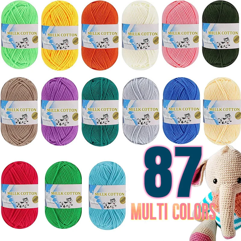 

50g Milk Cotton Crochet Yarn 87 Colors High Quality Soft Warm DIY Milk Cotton Threads Baby Wool For Hand Knitting Crochet Yarn