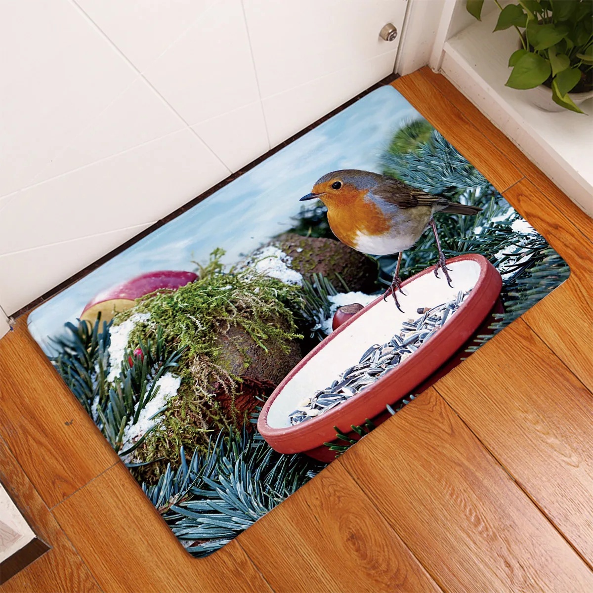 

2 Sizes Door Mats Anti Slip Floor Carpet Cute Bird Zebra Printed Doormat for Bathroom Kitchen Entrance Rugs Home Decoration QX