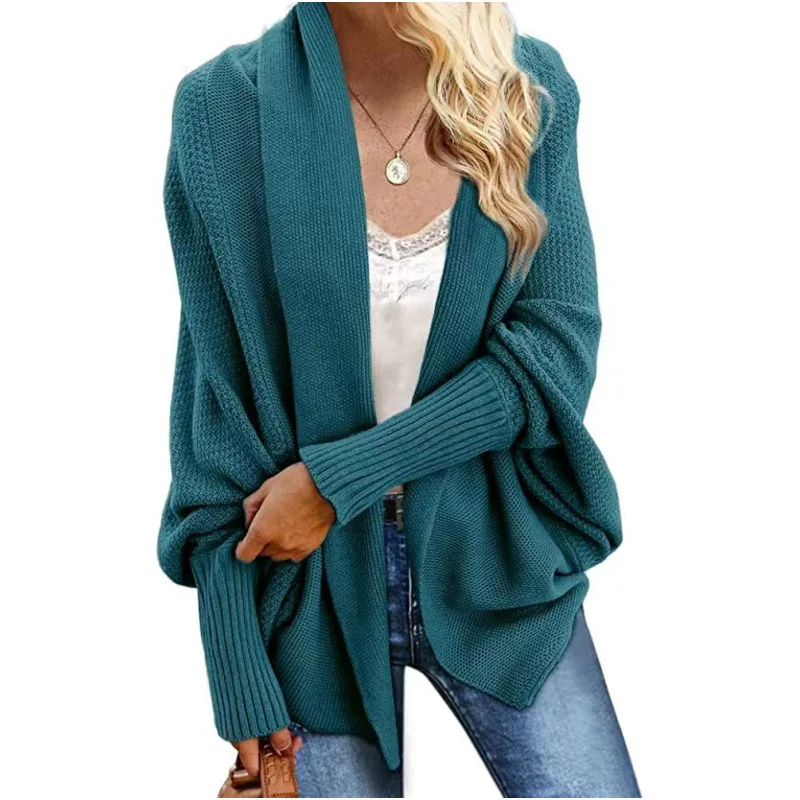 

New Fashion Bat Sleeve Shawl Knitted Sweater Women Casual Loose Soft Cardigan Solid Ladies Coat Autumn Winter Warm Tops 28230