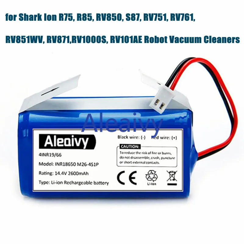 

18650 14,4 v 2600mAh Запасной аккумулятор Shark RVBAT850 для Shark Ion R75, R85, RV850, S87, RV751, RV761, робот-пылесосов