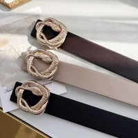 luxury brand pu belt for women designer metal snake buckle waist strap female jeans dress trouser decorative waistband fashion