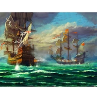 5d diamond painting the ship on the sea green sea full drill by number kits diy diamond set arts craft decorations