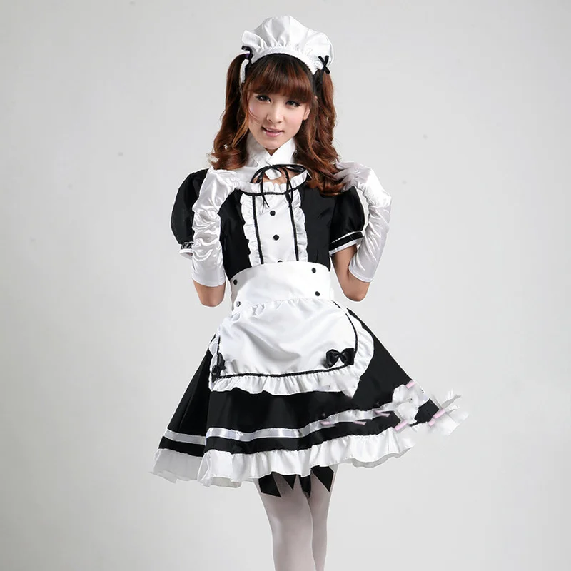 

Черные милые костюмы горничной лолиты, сексуальное нижнее белье для девушек, французское платье горничной, японский наряд, аниме, одежда дл...