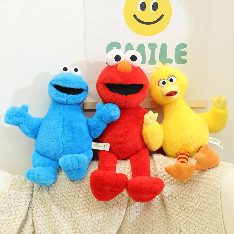 

High Quality Sesame Street Elmo Cookie Monster Soft Plush Toy Cartoon Fluffy Stuffed Dolls Children Kids Birthday Xmas Giftd