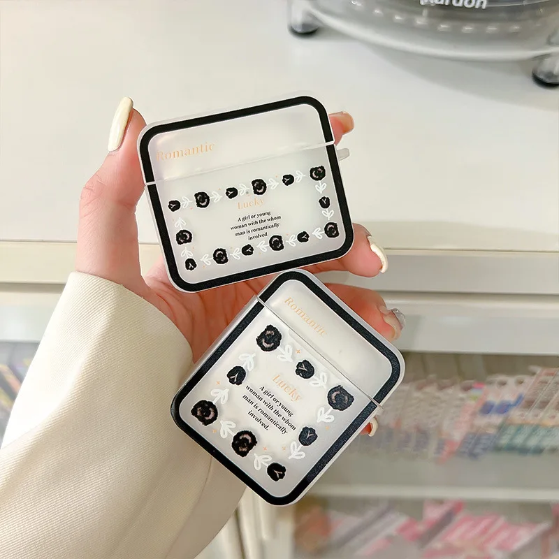 

For AirPods Pro 3 2 1 Case Silicone Cover Retro romantic black flowers art Cute Earphone Cases For Apple Airpods 2 3 cover case