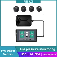 peerce tp1 tpms intelligent tire pressure monitoring system 4 external sensors android dvd navigation air car pressure sensor