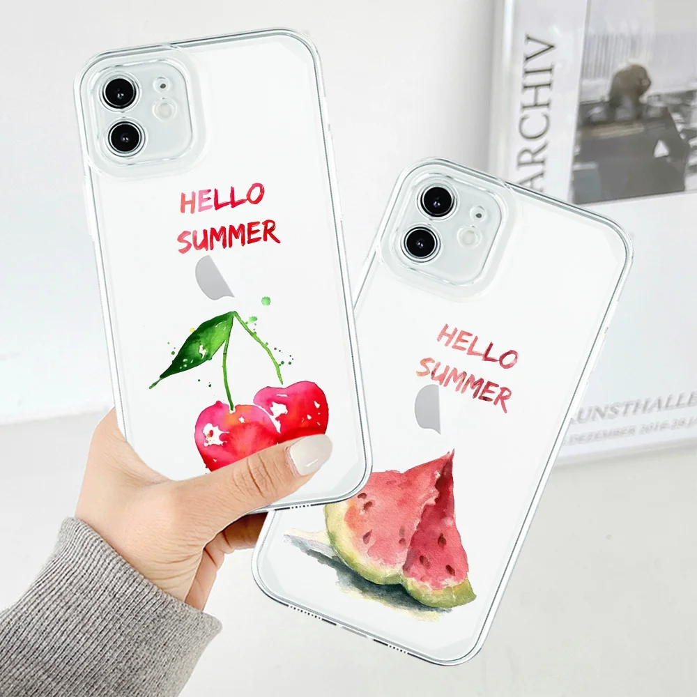 

Fashion Watercolor Fruits Transparent Phone Case for iPhone 11 12 13 Pro MAX Mini X XS Max XR 7 8 Plus Soft Cover Fundas Shells