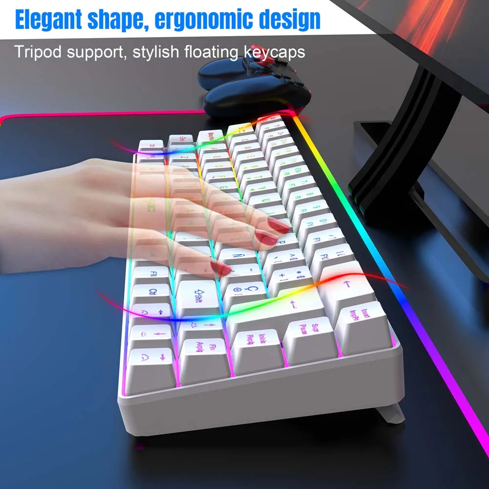 Проводная игровая клавиатура Spainish Type C USB планшетный ПК компьютер 69 клавиш RGB