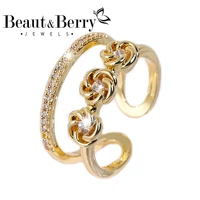 beautberry womens delicate luxurious flowers rings copper zircon 2022 new rings office party wedding accessories jewelry