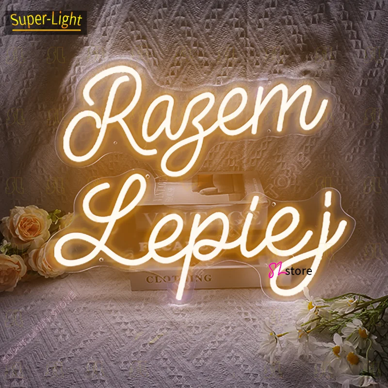 Неоновая вывеска на заказ надпись &quotлучше вместе&quot для украшения свадебной