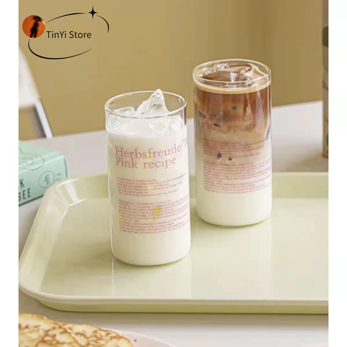 

2PCS 500Ml Korean Letter Simple Retro Couple Dessert Milk Tea Cup Coffee Cup Heat-Resistant Mug Drinking Glasses Coffee Mugs