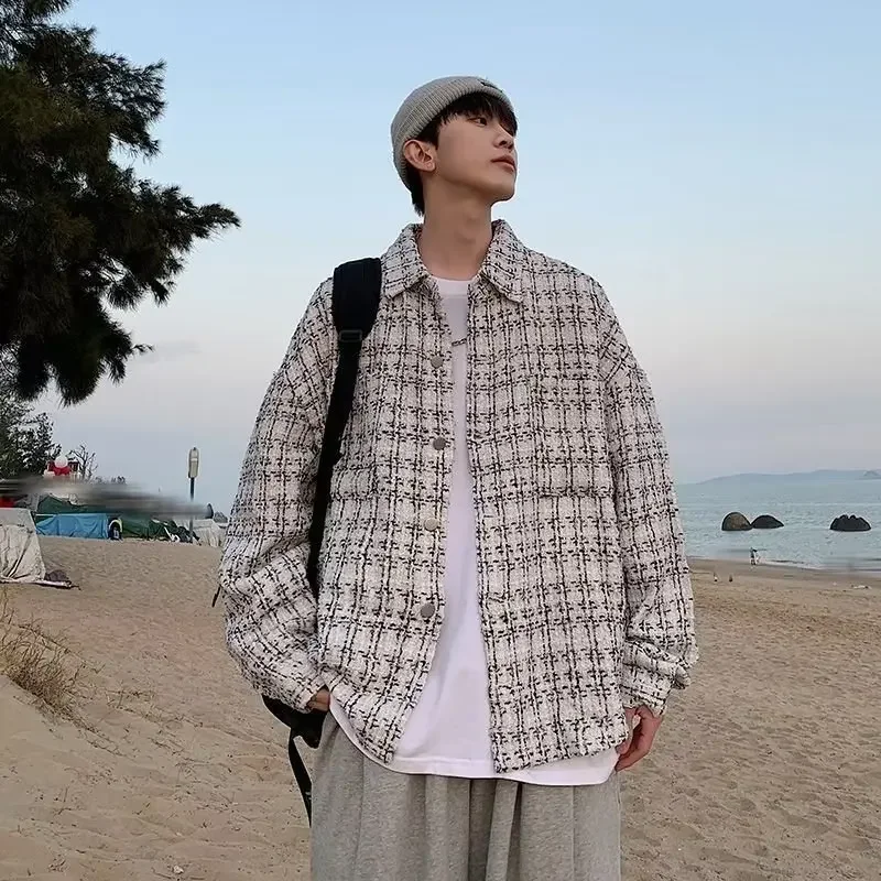 Куртка мужская твидовая свободного покроя Повседневная модная Брендовая