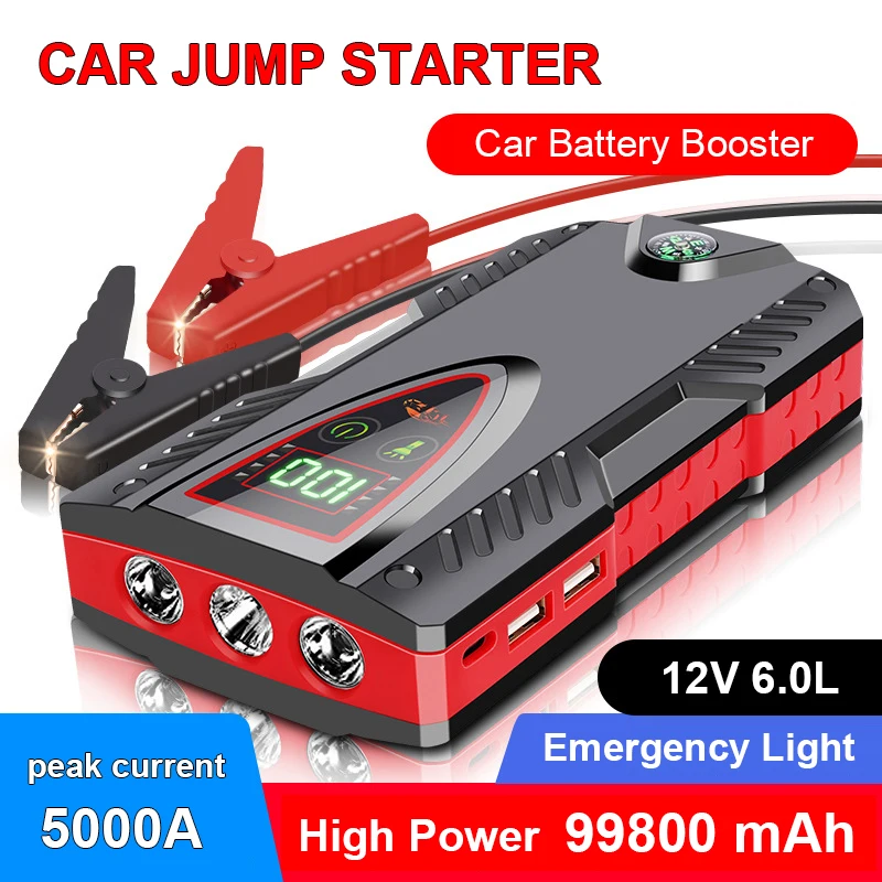 

Portable Jump Starter for Car 99800mah Car Battery Power Bank Emergency Battery Booster Starting Charger for Cars 12V 6.0L