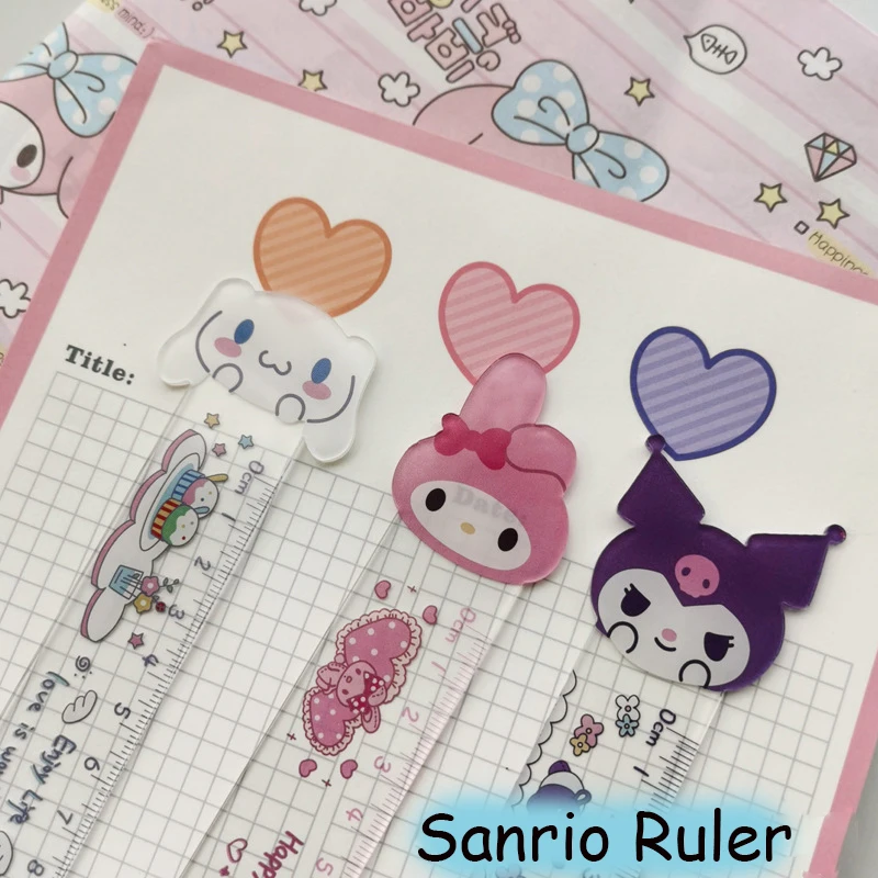 

Sanrio Kawaii Hello Kitty линейка My Melody Cinnamoroll Kuromi 1 шт. Студенческая мультяшная линейка измерительные весы для рисования школьные принадлежности