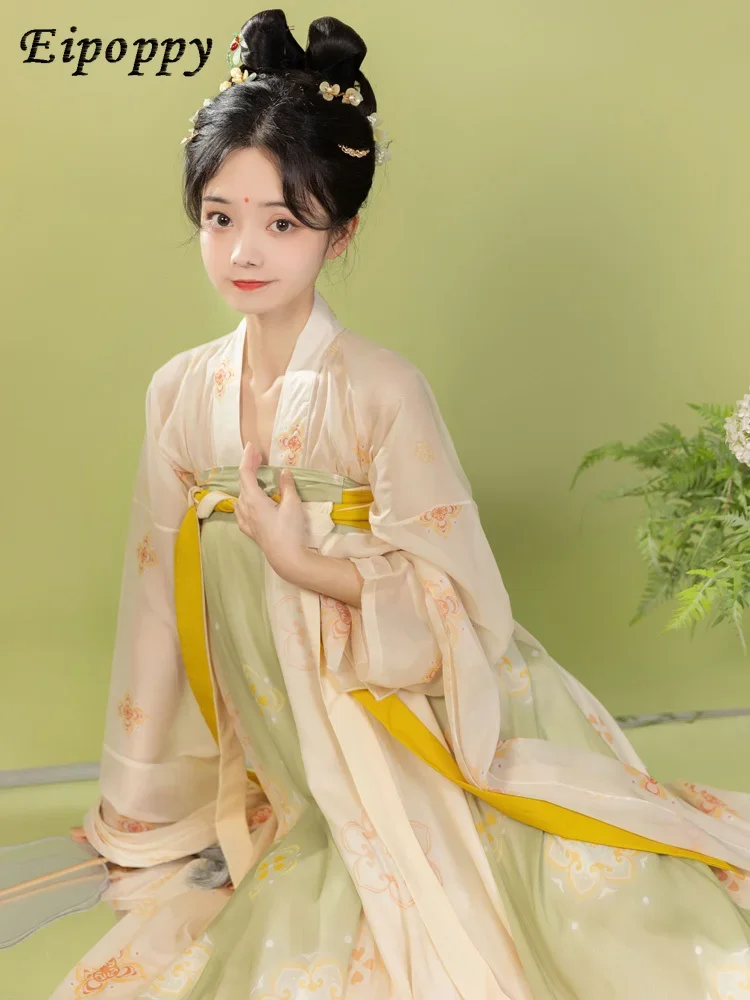 Женская цельная рваная юбка в стиле Тан Hanfu длиной до груди с принтом