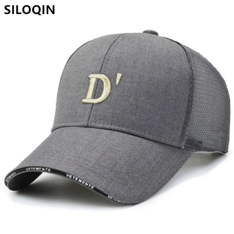 

SILOQIN 2022 New Summer Men Women Mesh Breathable Baseball Caps Snapback Hat Sun Protection Couples Letter Embroidery Sports Cap