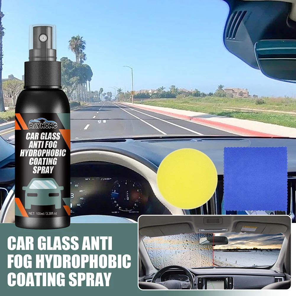 

100ml Car Windshield Coating Spray Rearview Mirror Windscreen Glass Cleaner Agent Hydrophobic Stain Remover Rainproof Polish Kit