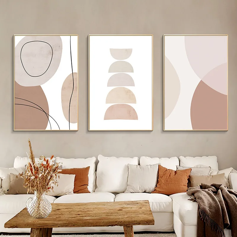 

Abstract Geometric Graphic Shapes Canvas Painting Boho Style Wall Art Poster for Living Room Decoration Home Decor