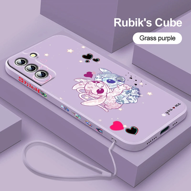 

Liquid Left Rope Cover Disney Stitch Anime Cute Cool For Samsung Galaxy S23 S22 S21 S20 FE S10 Plus Lite Ultra 5G Phone Case