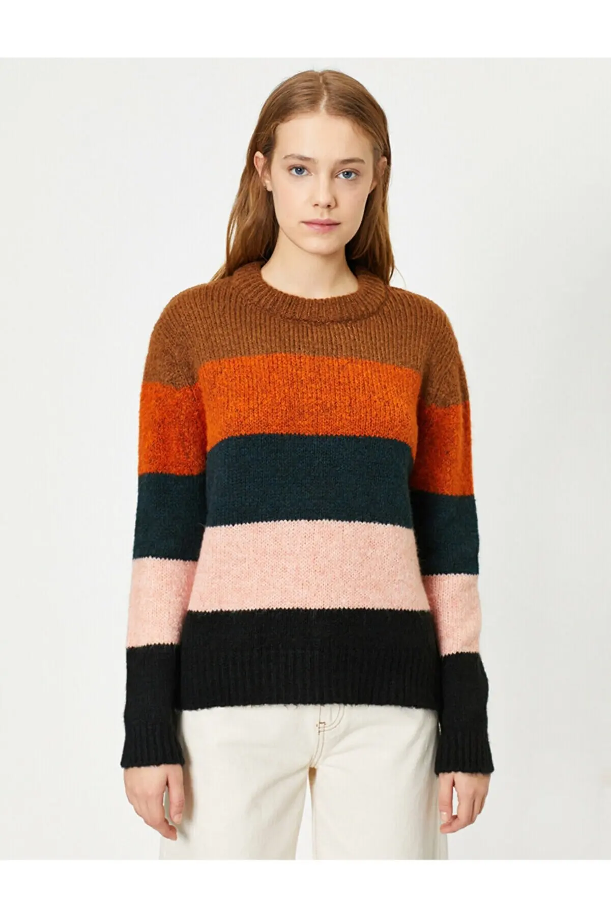 

Color Bloc Sweater Traf Sweater Cardigan Tops Pullover Sweatshirt for Women 34235155
