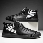 Повседневные мужские кроссовки Topvivi, кожаная модная трендовая Роскошная качественная брендовая Черная мужская спортивная обувь с высоким берцем, Мужская оригинальная 2022