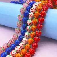 5pcs 12x15mm strawberry lampwork beads for jewelry making loose spacer handmade redbluepinkwhiteorange lampwork bead diy