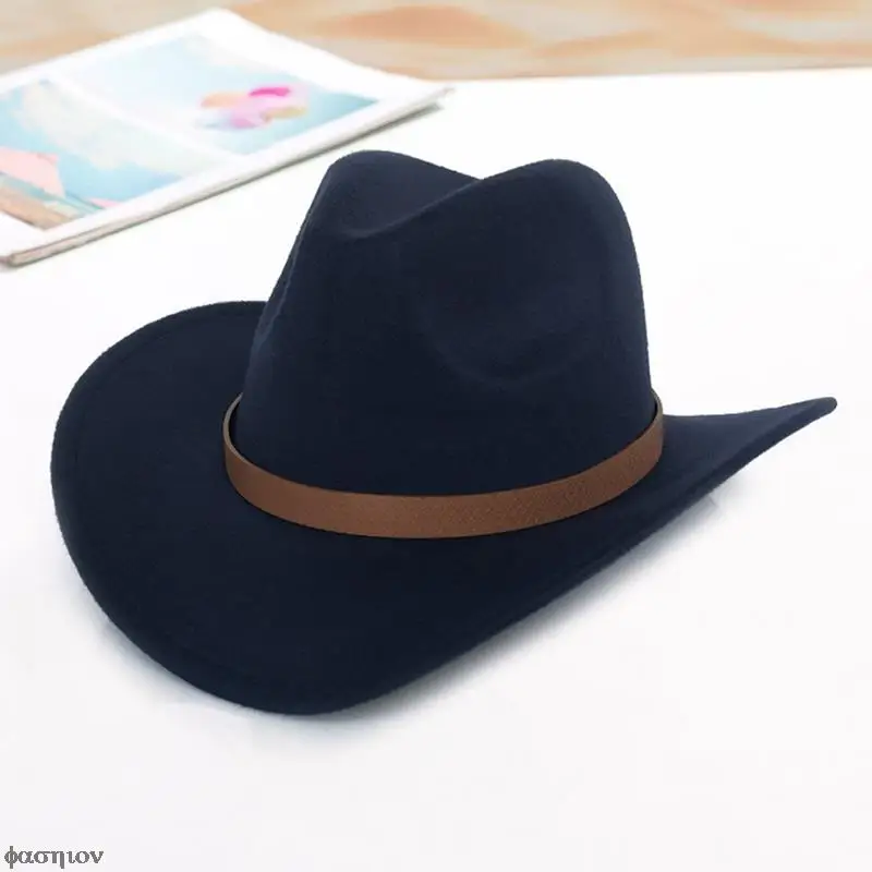 

Fringed Belt Western Cowboy Hat Jazz Hat Woolen Hat Felt Hat Men Women Western Cowboy Hats Wide Brim Sunhat Panama Caps