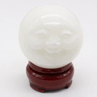 white jade natural doll head round ornament feng shui transfer ball meditation lucky collection fortune stone jewelry home decor