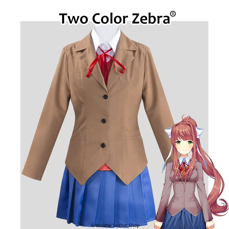 

Anime Doki Doki Literature Club Monika Cosplay Costume Wig Sayori Yuri Natsuki Cosplay School Uniform Suit Girl Costumes