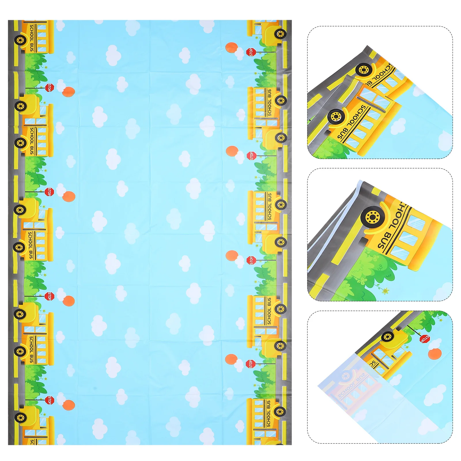 

School Season Tablecloth PE Cover Disposable Tablecloths Bus Back To Party Child