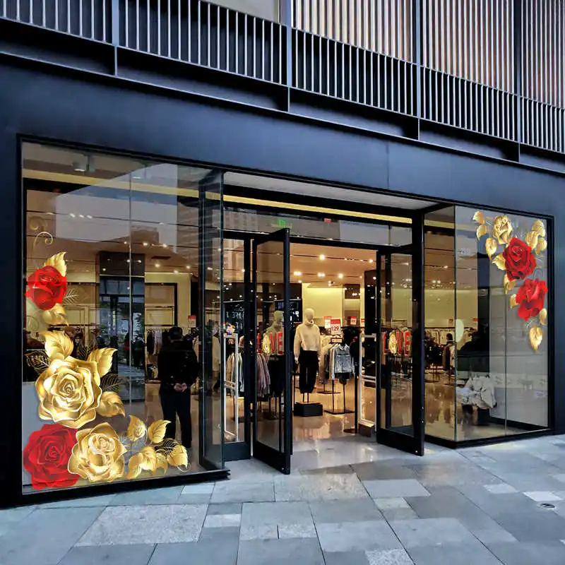 QiAds на заказ большая золотая роза 214 День святого Валентина LOVE оконное стекло