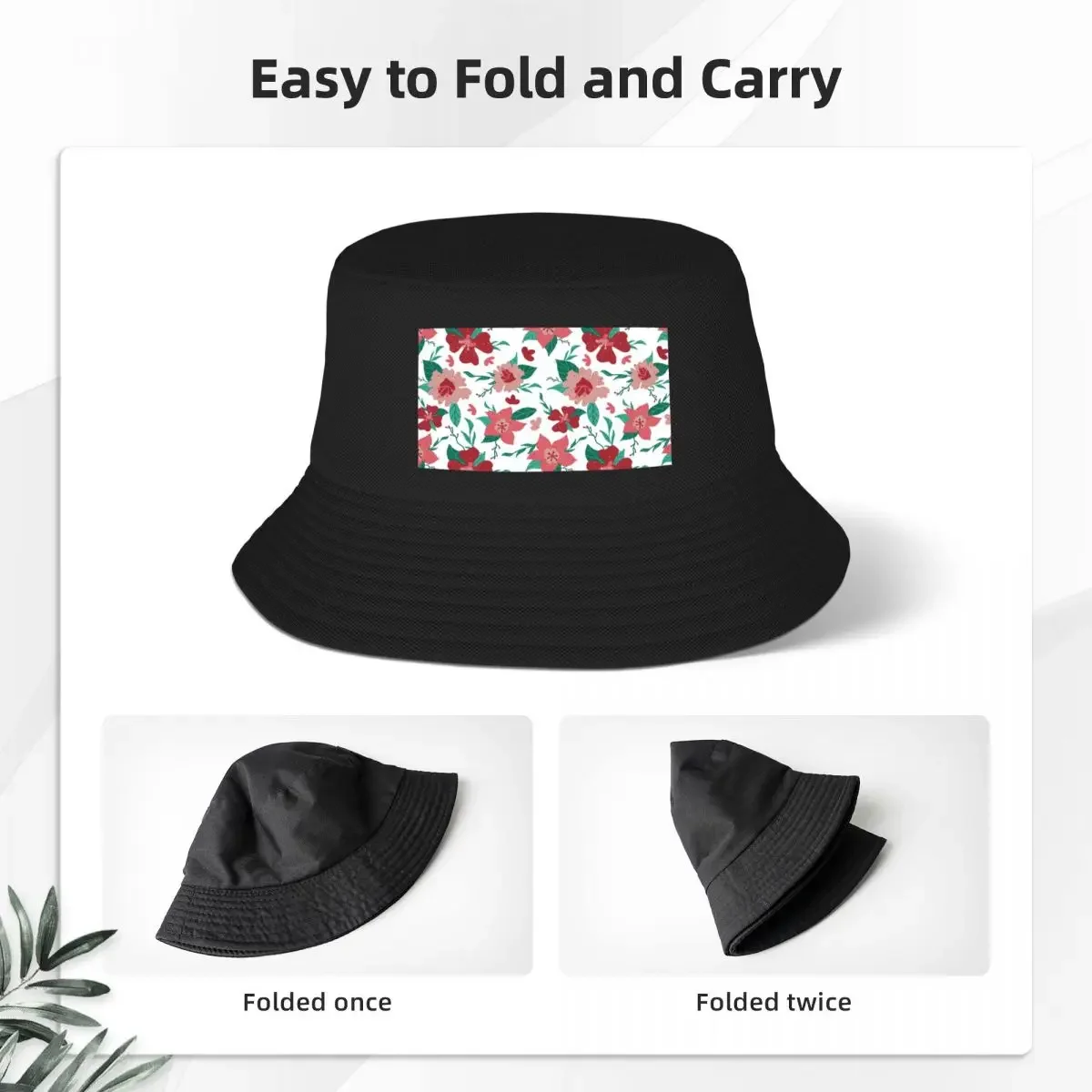 Красная и розовая Рождественская Панама с цветочным рисунком зелеными листьями