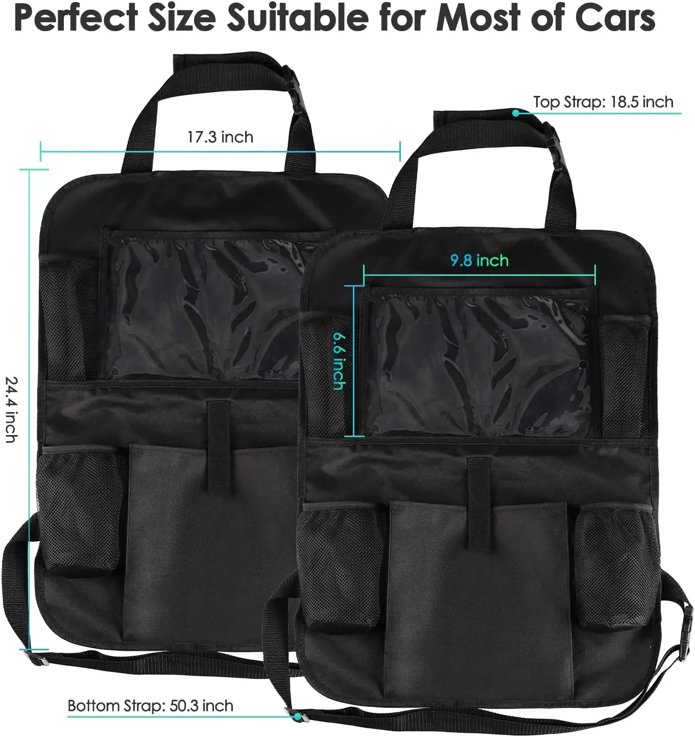 Car Backseat Organizer with Touch Screen Tablet Holder Auto Storage Pockets Cover Seat Back Protectors for Trip Kids Travel |