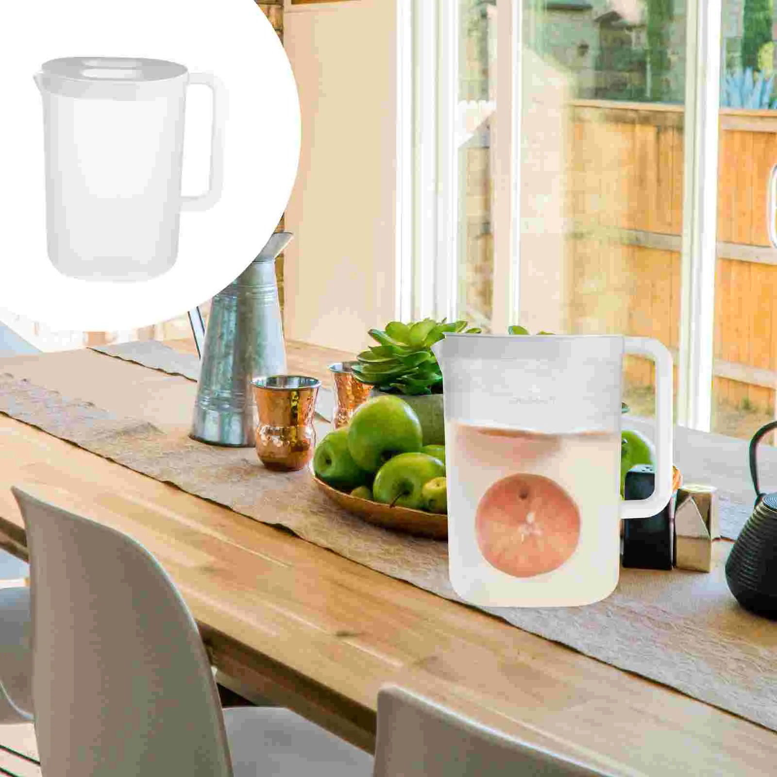 

Pitcher Jug Water Plastic Tea Beverage Lid Kettle Pitchers Measuring Bottle Lemonade Scale Fridge Clear Straining Ice Coffee